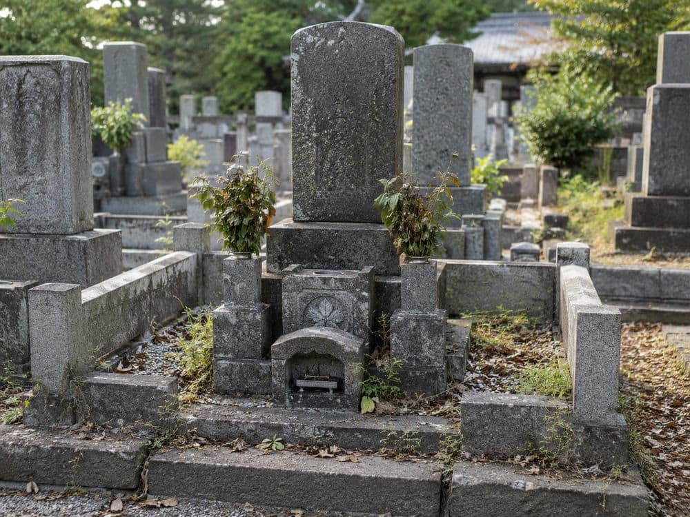 お墓掃除代行の清掃前(イメージ)
